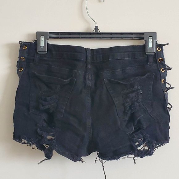 Lace up Distressed Festival Shorts - Picture 2 of 5